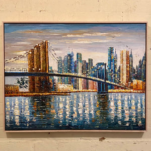 Canvas Art Floater Frame Brooklyn Bridge