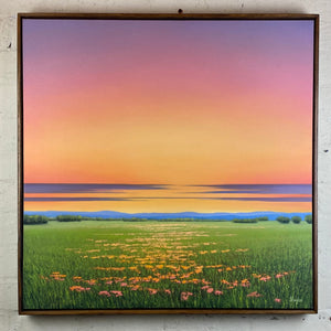 Sunset painting by Susan Vaughan in Mulbury floating frame