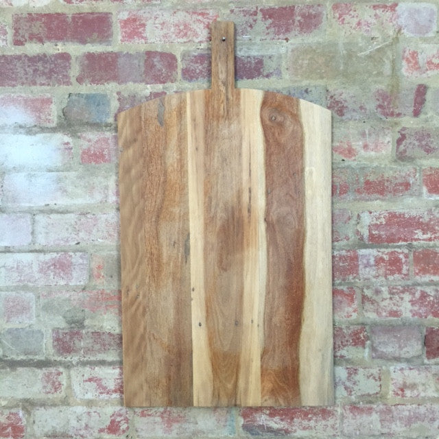 Side on picture of recycled wooden breadboard, Melbourne, Australia