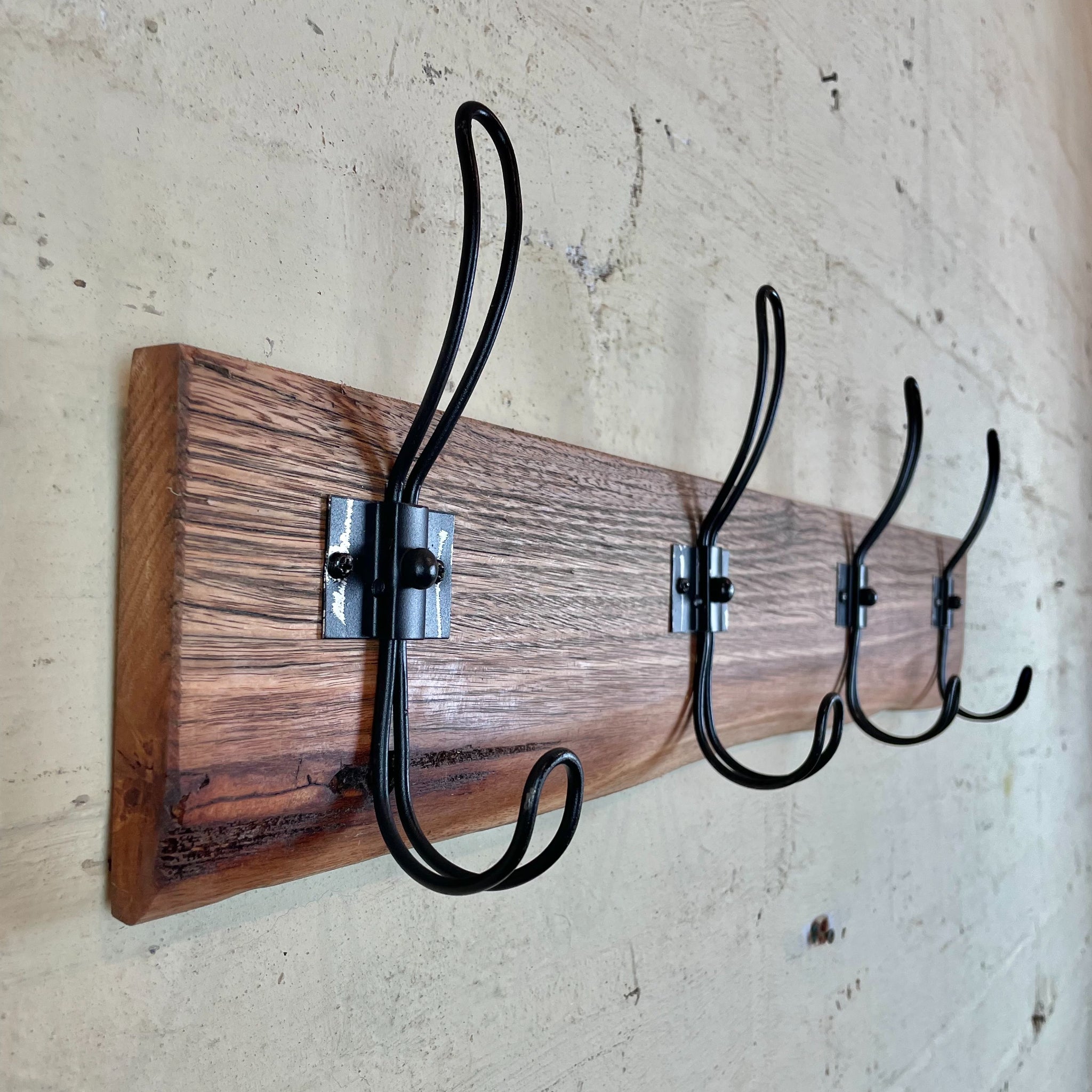 Recycled Timber Coat Racks. Available in a variety of styles, 3, 4, or 5 hooks. Handmade in Australia. 