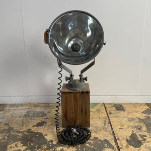 Grey antique light with stand, Australia. For large light globr. 