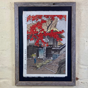 Japanese print in weathered grey timber frame