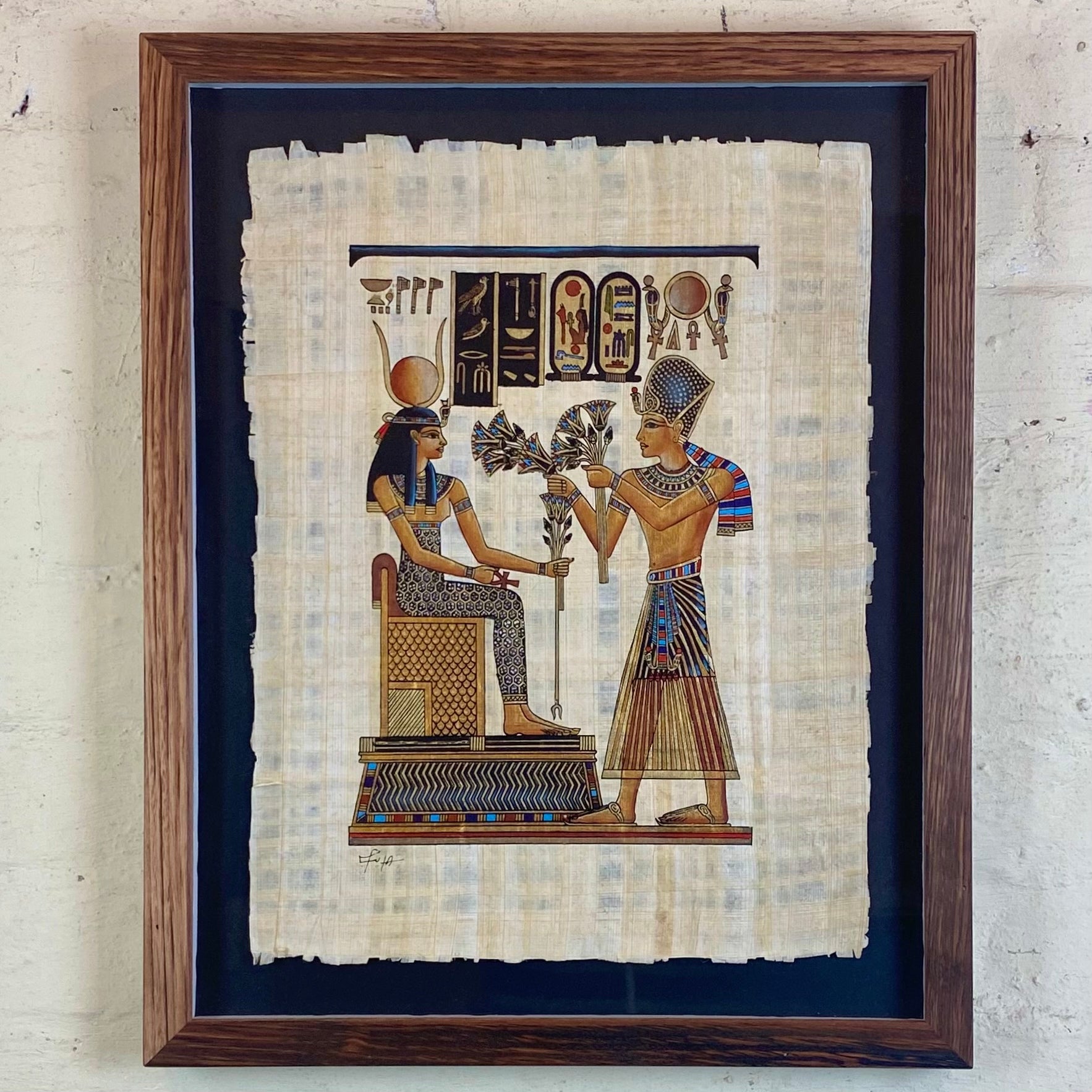 Egyptian papyrus frames in recycled timber wooden frame
