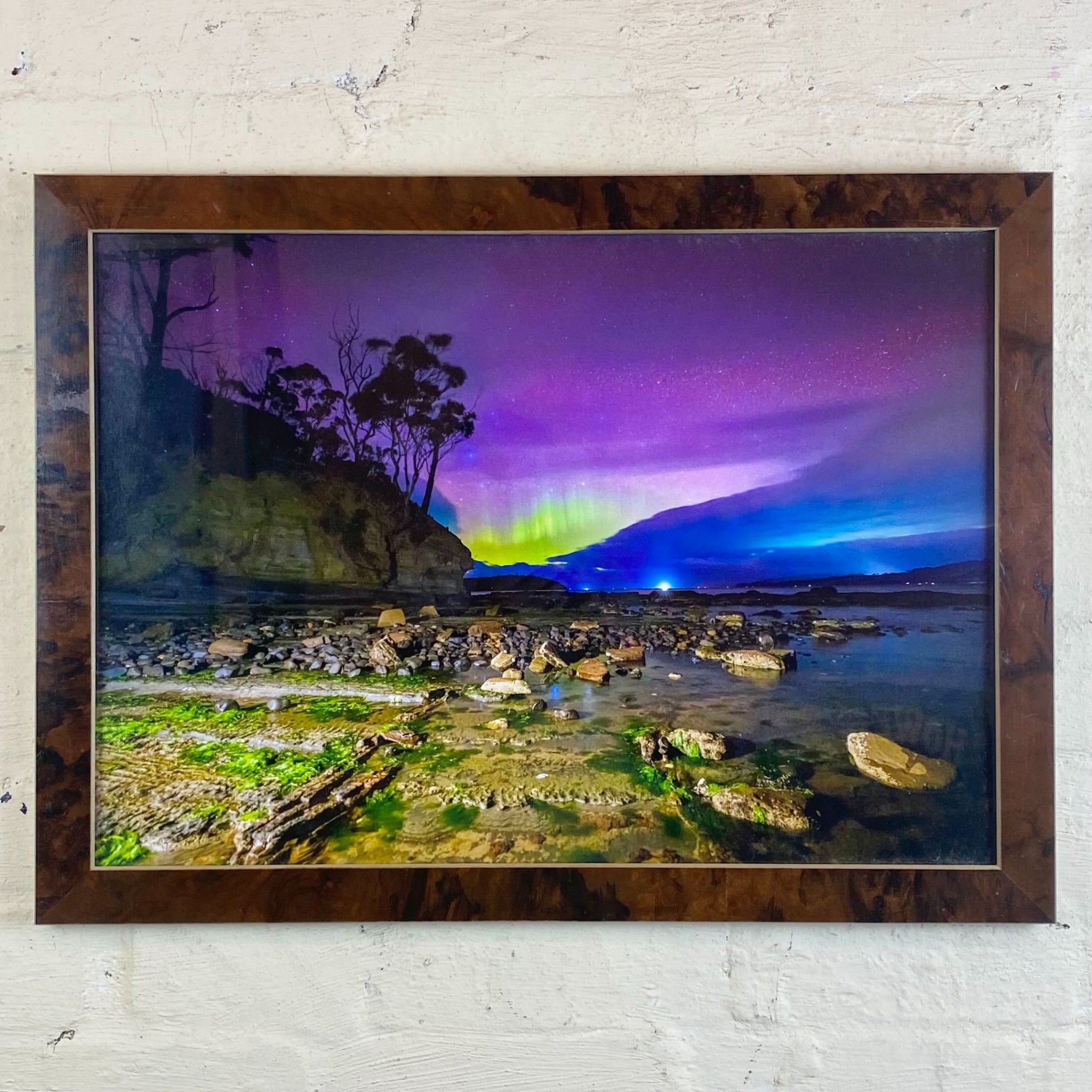 Northern lights photo i nPiano wooden frame