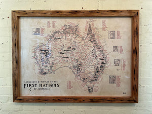 Wildwood First Nations map in rustic, Chunky Oiled picture frame by Mulbury