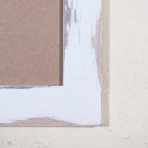 Picture frame close up picture of corner. White. 