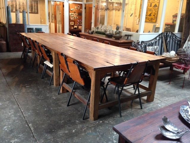 Huge long recycled timber table Australia. 