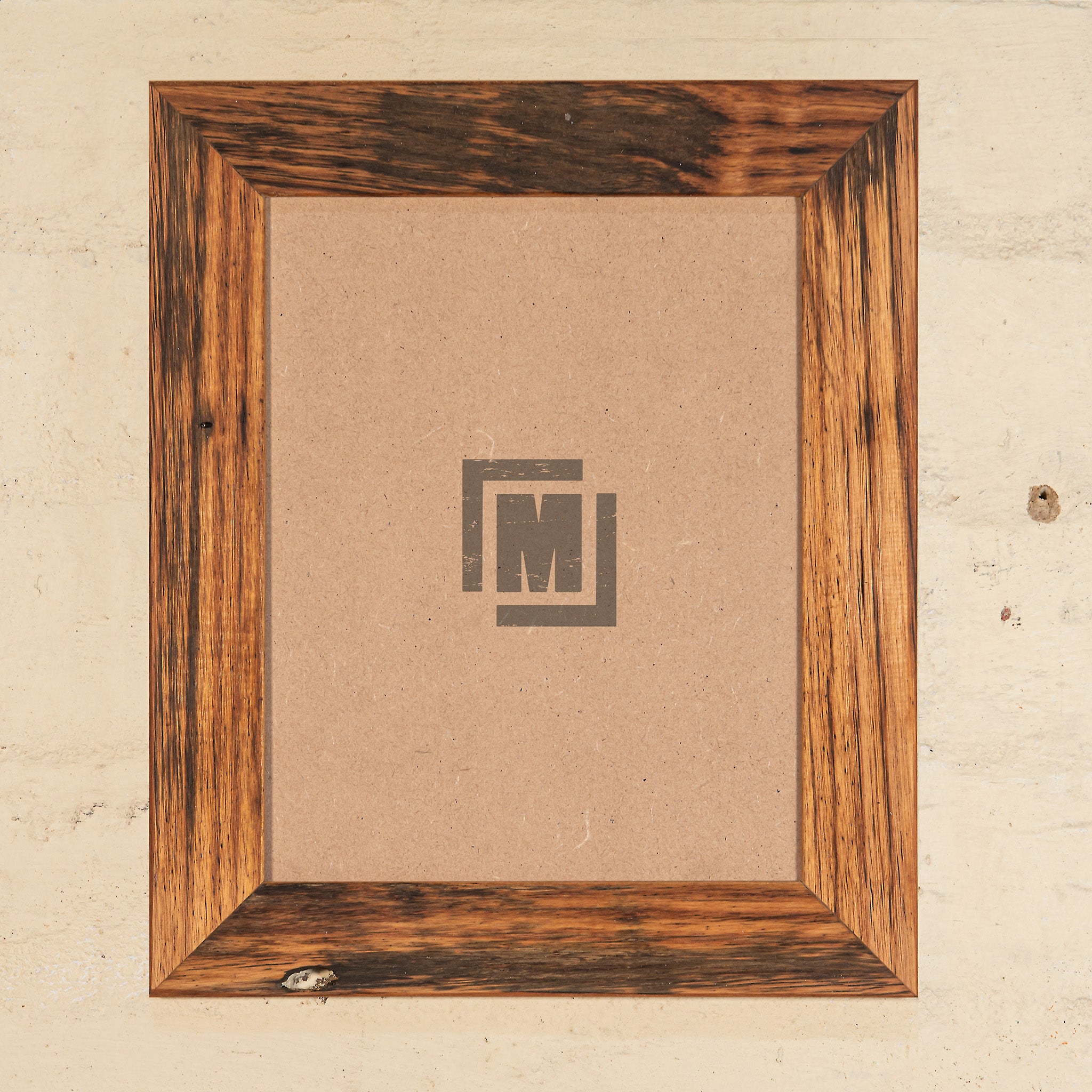 photo frame stores. Photo of large sqaure timber picture frame with dark brown finish. 