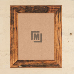 photo frame stores. Photo of large sqaure timber picture frame with dark brown finish. 