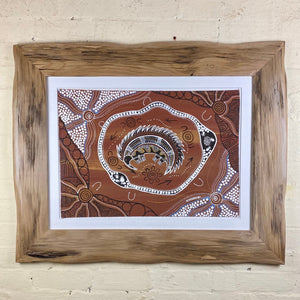 Clear Wax Driftwood Custom picture frame Australia. Indigenous artwork. 