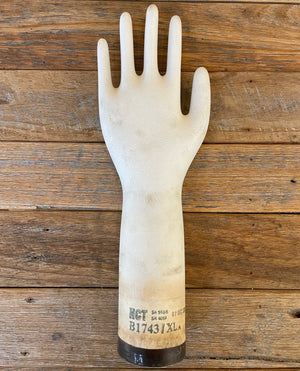 Extra wide vintage porcelain glove mould, white, Australia. Antique. 