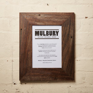 Wide Oiled frame made by Mulbury with recycled timber. Thick A3 picture frames Australia. 