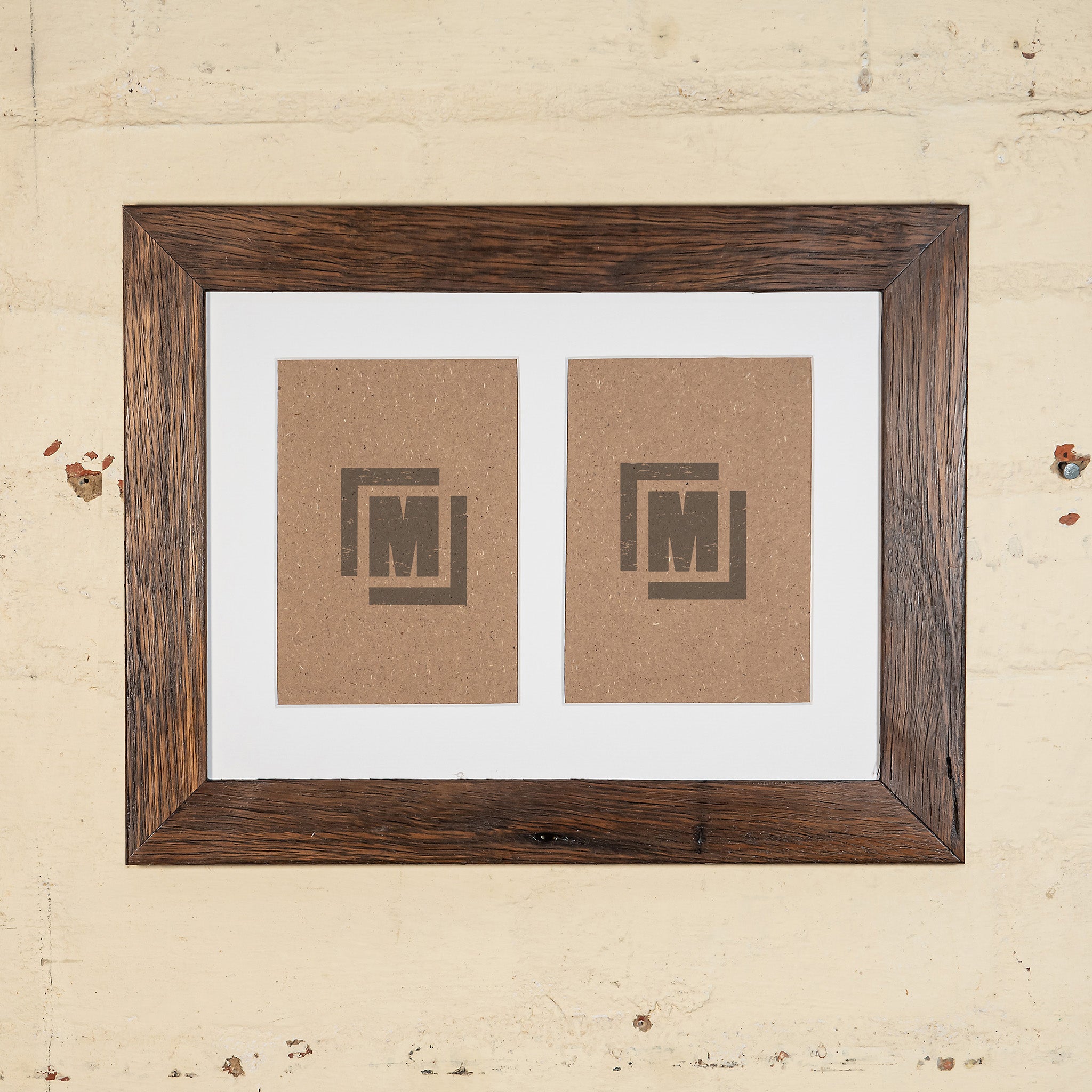 mini photo frames bulk. Dark brown photo frame collage made from recycled wood with bblack or white borders. 