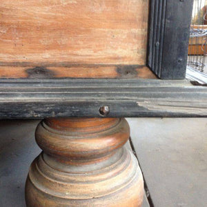 Close up of key hole inlarge, vintage storage cabinet and display stand. 