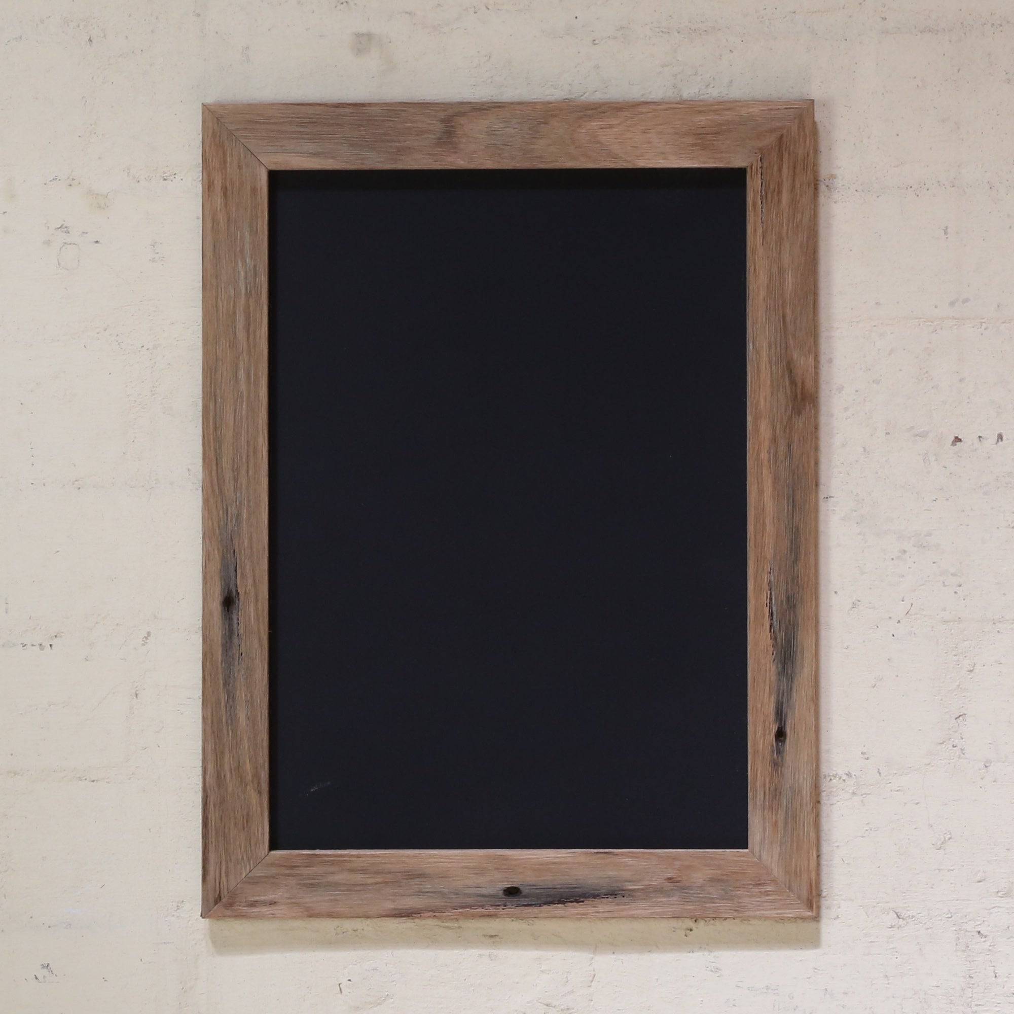 Rustic blackboards framed in recycled timber/. Oak framed blackboards.