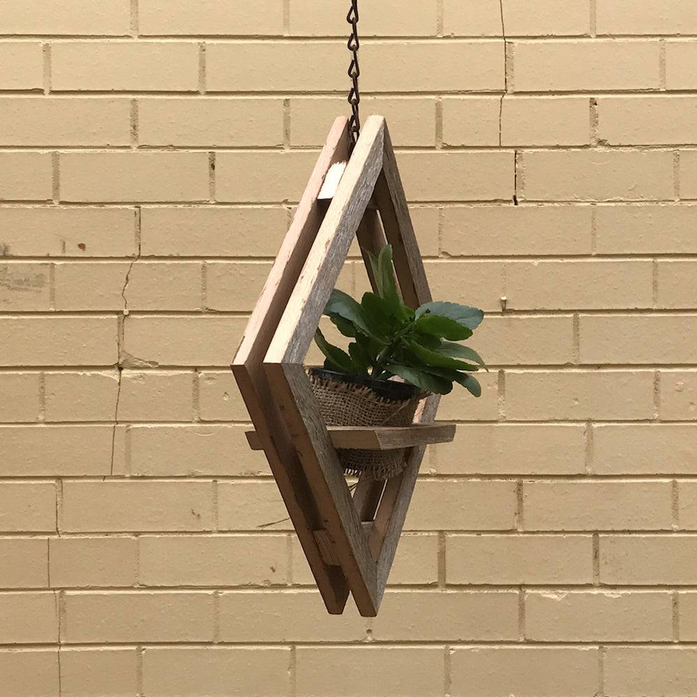 Hanging Pot Plant Holders with hanging chain, side on photo. 