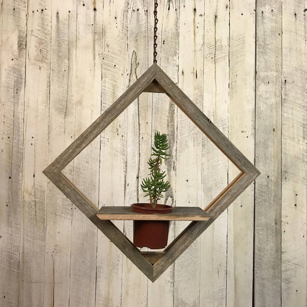 Recycled Timber Planter with weathered grey finish, rustic style. 