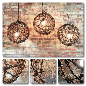 Rustic barbed wire ball light fittings Australia. 