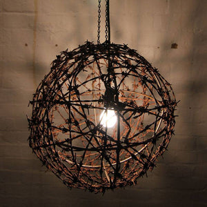 Rustic barbed wire ball light fittings Australia. 