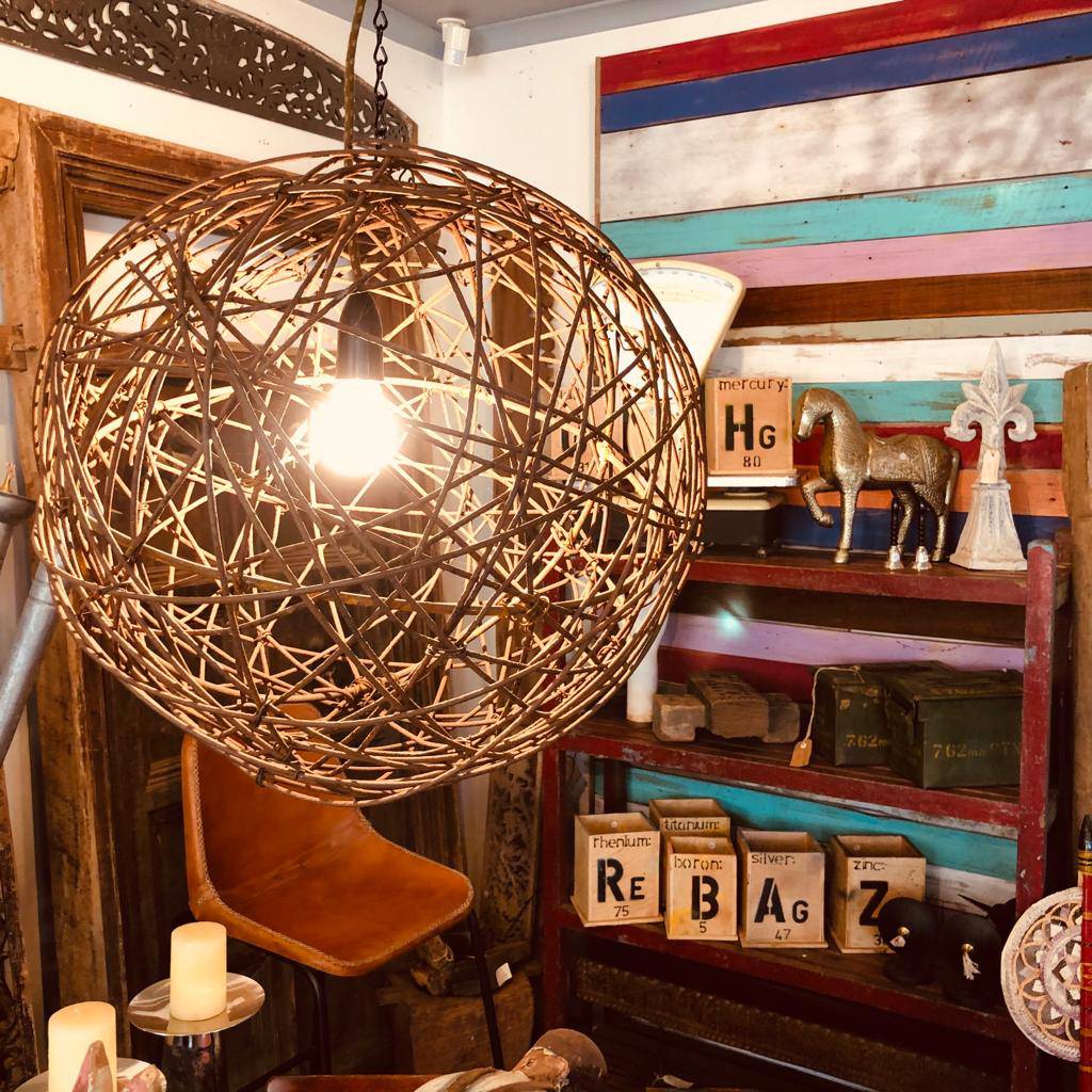 Large recycled wire round light fitting, 60cm diameter. Unique and different light fitting in Australia. 