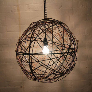 30 cm Fence Wire light fitting by Mulbury, made from upcycled wire. 