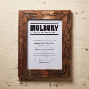 Chunky oiled and upcycled picture frame made by Mulbury 12" x 12" frames.