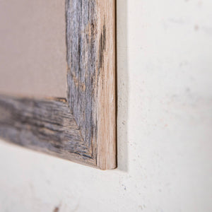 Side shot of reclaimed photo frame in weathered timber