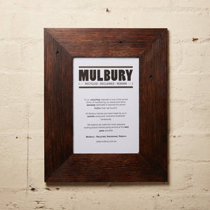 Wide chocolate wax frame made by Mulbury using recycled timber