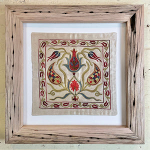 NATURAL HAND MADE AUSTRALIAN RECYCLED WOODEN PICTURE FRAME AROUND A TEA TOWEL 