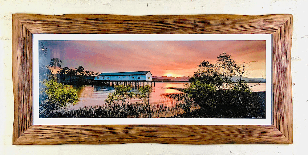 Recycled Driftwood picture frame with off-white mat board 