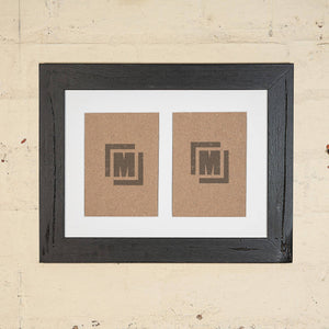 2 IN 2 BLACK PICTURE FRAME WITH WHITE BORDER. Australian made. Wooden frame. 