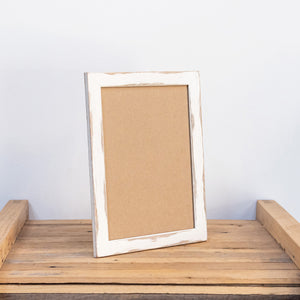 upcycled picture frames with a white wood finish, coutry style. Upstanding photo frame. 