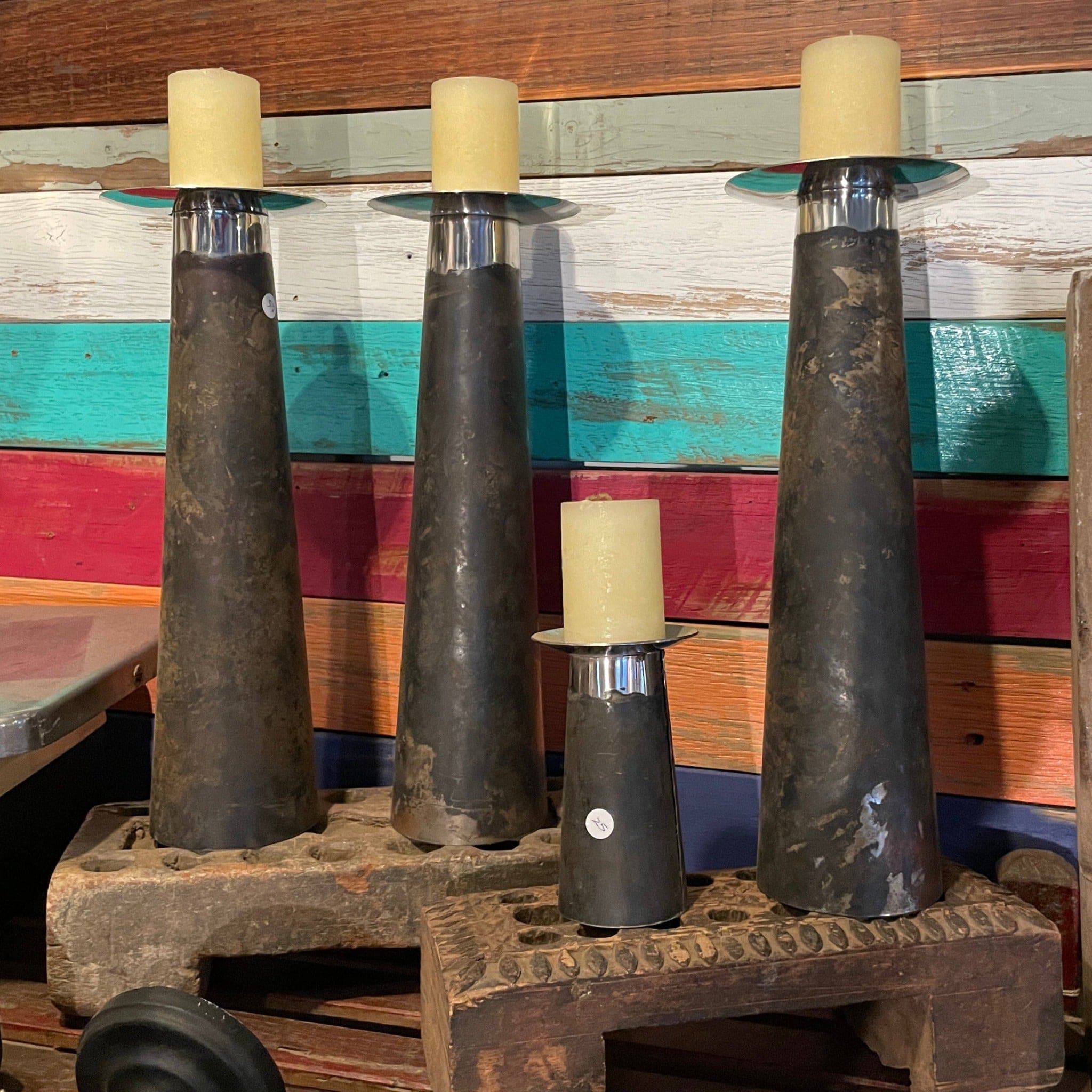 Tall metal candle holders for thick candles. Tall candle stand, Melbourne, Australia. Hand made. 